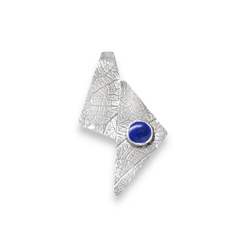 Sterling silver and Lapis Lazuli pendant featuring the leaf texture